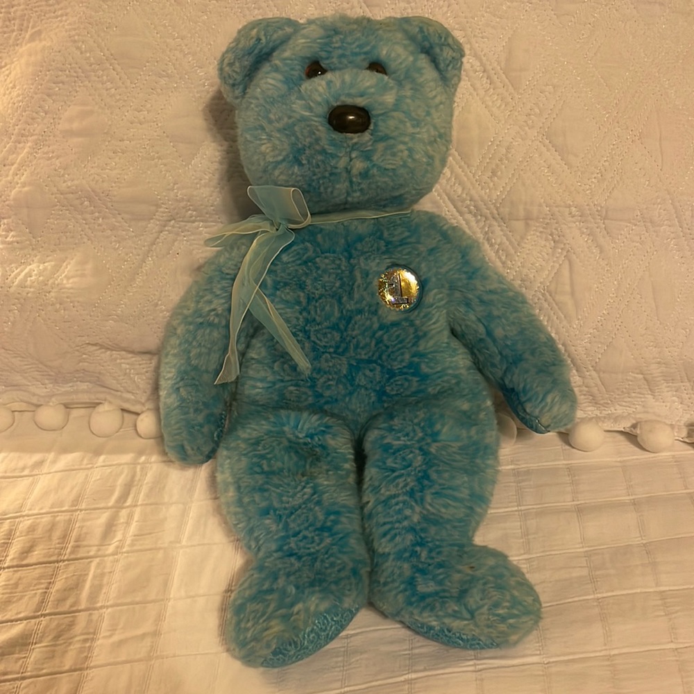 TY beanie buddy classy the bear 14 inch blue #1 plush Stuffed animal toy